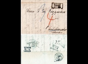 Preussen 1859, R3 HALLE BAHNHOF auf Porto Brief nach Norwegen