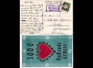 Bayern 1910, Posthilfstelle OBERHAUSEN Taxe Reisbach auf Gruss-AK. Helbig 170 
