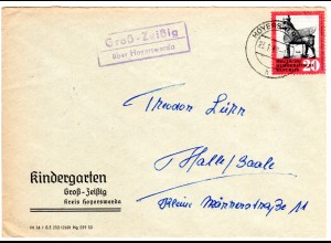 DDR 1960, Landpost Stpl. GROSS-ZEISIG über Hoyerswerda auf Brief m. 20 Pf. 