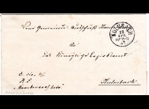 Bayern 1887, K1 KULMBACH auf Amtsbrief des Gemeinde Ausschuß Kauernburg.