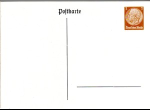 DR, ungebr. 3 Pf. Postkarte Privatganzsache, weisser Kreidepapier-Karton