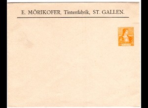 Schweiz, ungebr. 12 C. Privat Ganzsache Brief Tintenfabrik Mörikofer, St. Gallen